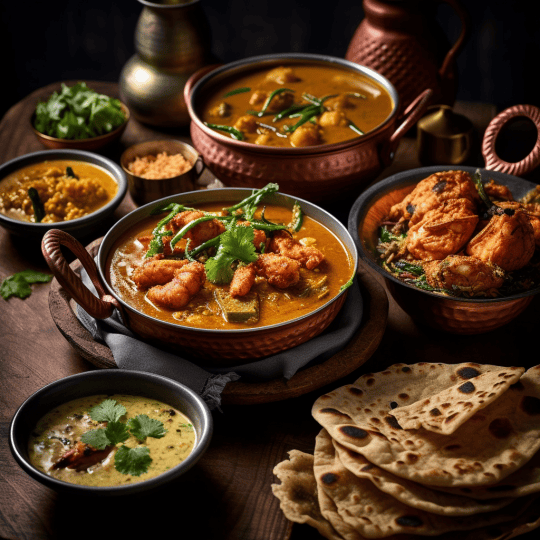 dishes of amazing indian food